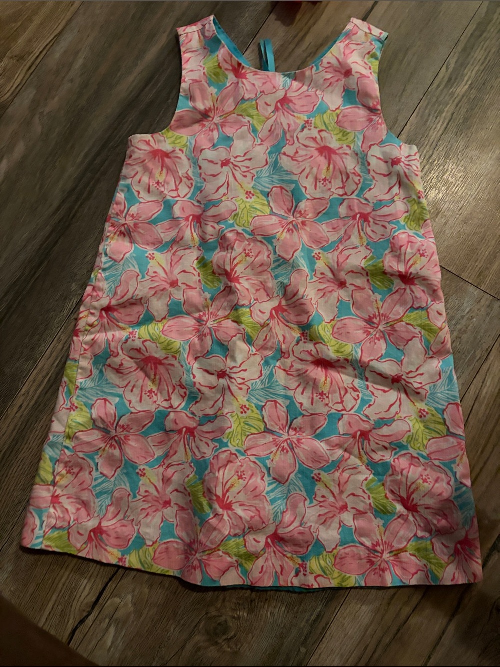 Tommy Bahama Teal Lined Dress with Pink Logo Detail
